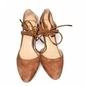 Nine West Tan Suede Ankle Strap Heels